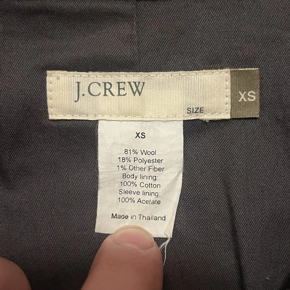 Vintage J. Crew Wool Jacket Men XS Smoke Grey Full‎ Zip Up Classic Pockets